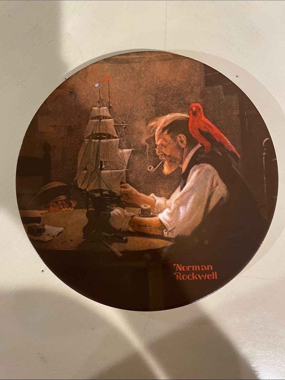 Norman Rockwell Brown and Red Nautical Plate Artwork